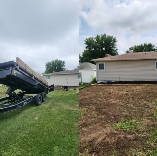 Dump trailer and cleared backyard during property cleanup